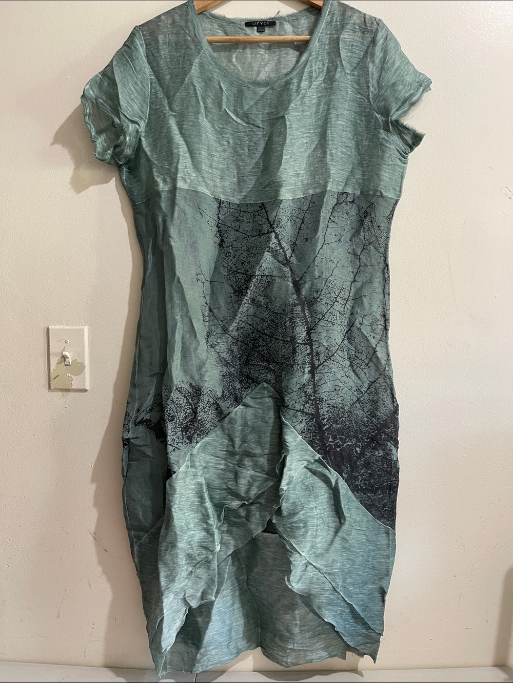 LIFVER Light Teal Short-Sleeve High-Low Layered Dress